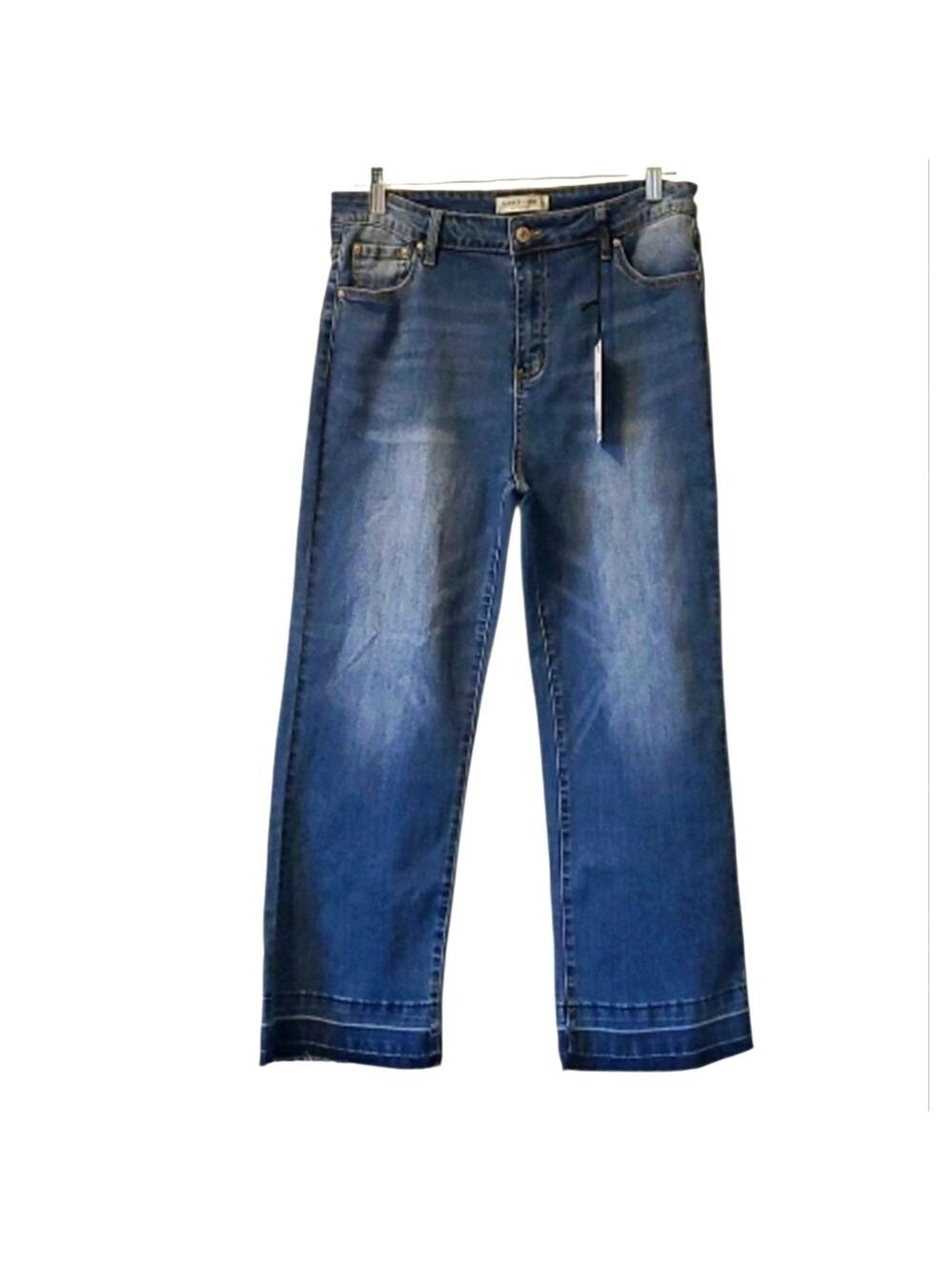 HAMMER Cropped Raw Hem Wide Leg Zip Fly Distressed Jeans Size 11 NWT